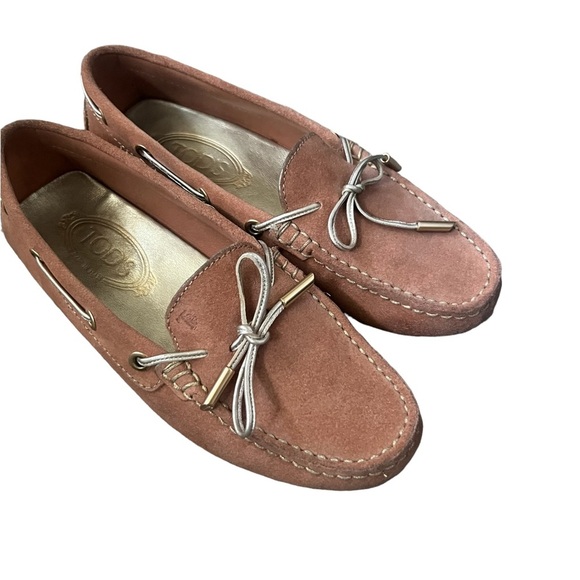 Tod's Tie-fastening Suede Loafers Ligtht Brown Size IT 36/ US 6 - Picture 2 of 15